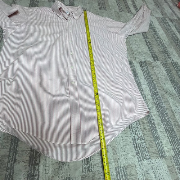 Vintage USA Brooks Brothers Shirt Men Red Stripe Long Sleeve Supima Cotton 17 34 - Picture 7 of 7